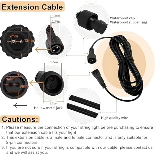 Christmas Light Connector Cords 19.6FT 2 Pin Lights Extension Cable, alternate view 4