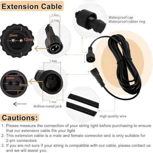 Christmas Light Connector Cords 33FT 2 Pin Lights Extension Cable, alternate view 5