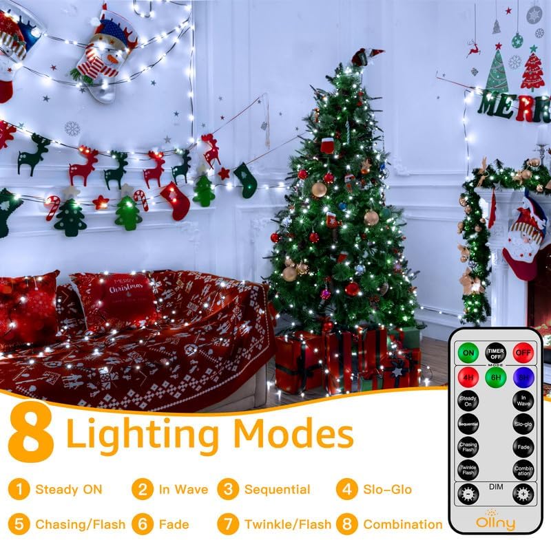 Christmas Lights, 198 FT 600 LED Outdoor Waterproof Plug in Christmas Tree Lights with 8 Modes Remote Timer, alternate view 5