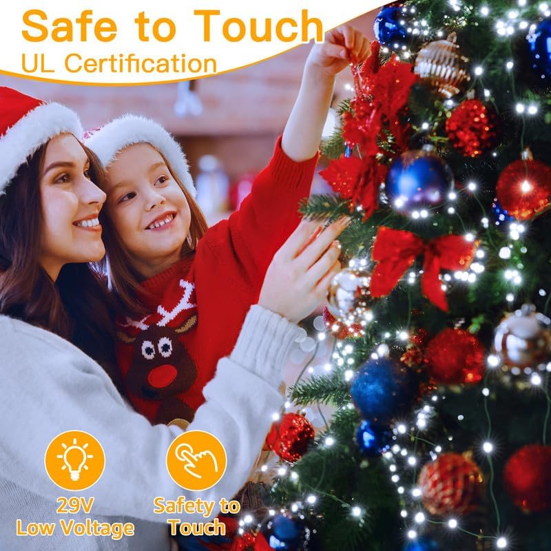Christmas Lights, 198 FT 600 LED Outdoor Waterproof Plug in Christmas Tree Lights with 8 Modes Remote Timer, alternate view 6