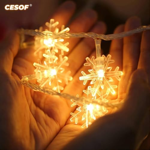 Christmas Lights, 20 Ft 40 Led Snowflake String Lights Battery Operated Fairy Lights for Bedroom Room Party Home, alternate
