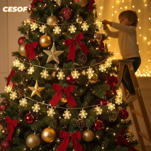 Christmas Lights, 20 Ft 40 Led Snowflake String Lights Battery Operated Fairy Lights for Bedroom Room Party Home, alternate