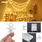 Christmas Lights, 20 Ft 40 Led Snowflake String Lights Battery Operated Fairy Lights for Bedroom Room Party Home, alternate