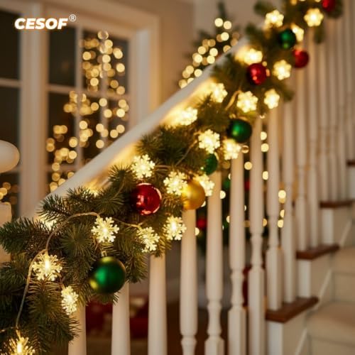 Christmas Lights, 20 Ft 40 Led Snowflake String Lights Battery Operated Fairy Lights for Bedroom Room Party Home, alternate