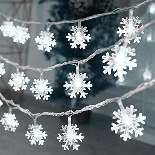 Christmas Lights, 20 Ft 40 LED Snowflake String Lights Battery Operated Waterproof Fairy Lights for Bedroom