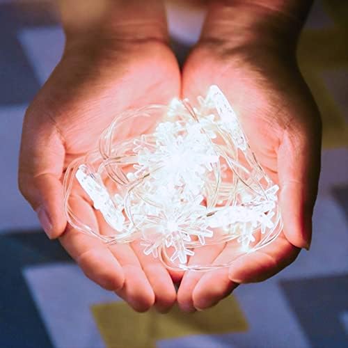 Christmas Lights, 20 Ft 40 LED Snowflake String Lights Battery Operated Waterproof Fairy Lights for Bedroom, alternate view 2