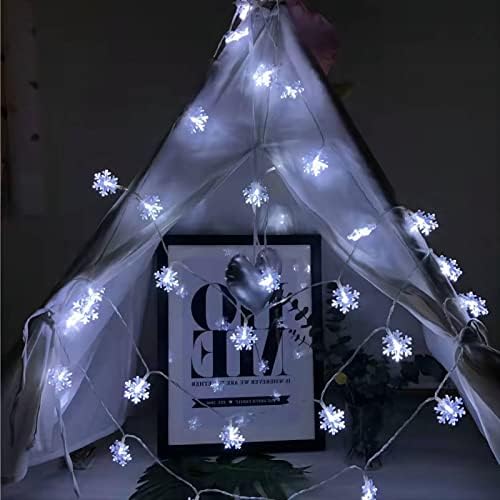 Christmas Lights, 20 Ft 40 LED Snowflake String Lights Battery Operated Waterproof Fairy Lights for Bedroom, alternate view 4