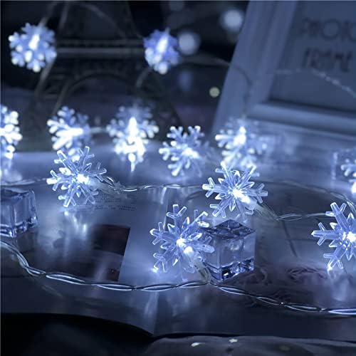 Christmas Lights, 20 Ft 40 LED Snowflake String Lights Battery Operated Waterproof Fairy Lights for Bedroom, alternate view 6