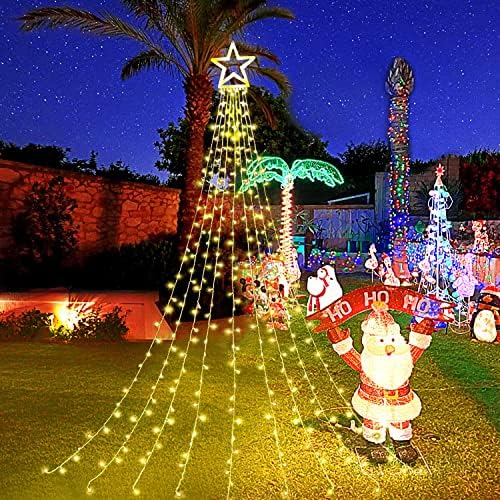 Christmas Lights, 320 LED String Lights with 12" Plastic Star Tree Topper, 8 Modes Outdoor Waterproof Christmas, alternate
