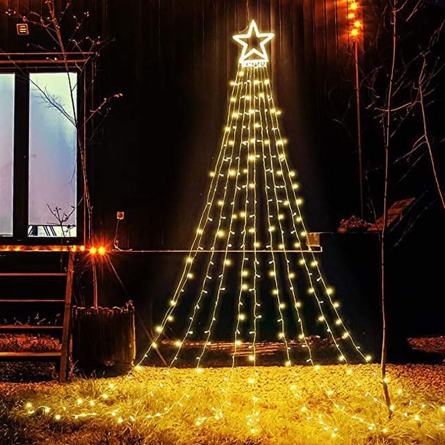 Christmas Lights, 320 LED String Lights with 12" Plastic Star Tree Topper, 8 Modes Outdoor Waterproof Christmas, alternate