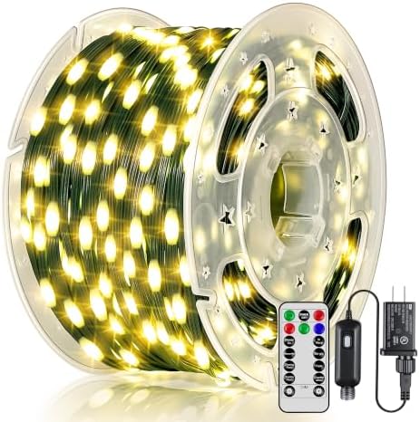 Christmas Lights 600 LED 196 FT, Waterproof Outdoor String Lights with Remote and Timer, Christmas Tree Lights