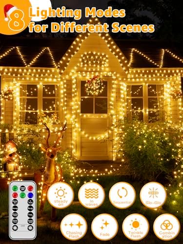 Christmas Lights 600 LED 196 FT, Waterproof Outdoor String Lights with Remote and Timer, Christmas Tree Lights, alternate