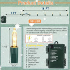 Christmas Lights Battery Operated, 50LED 16ft (2 Pack, Warm White) in Warm White, alternate view 3