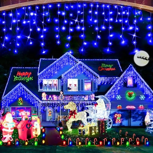 Christmas Lights Decorations Outdoor, 1600LED 164FT Curtain Fairy Lights 8 Modes 320 Drops Fairy String Curtain