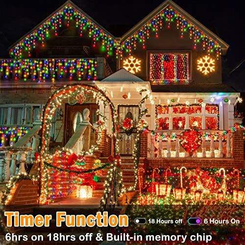Christmas Lights Decorations Outdoor, 800 LED 65.6 FT 8 Modes 150 Drops Fairy String Curtain Lights for, alternate view 5