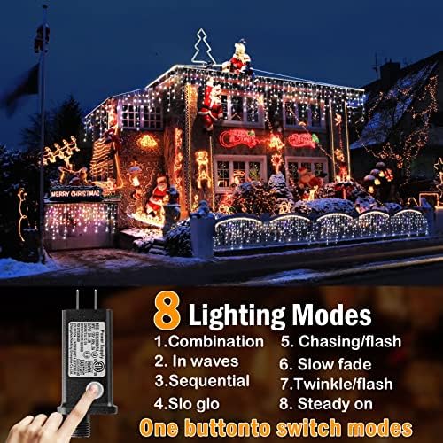 Christmas Lights Decorations Outdoor, 800 LED 65.6 FT 8 Modes 150 Drops Fairy String Curtain Lights for, alternate view 2