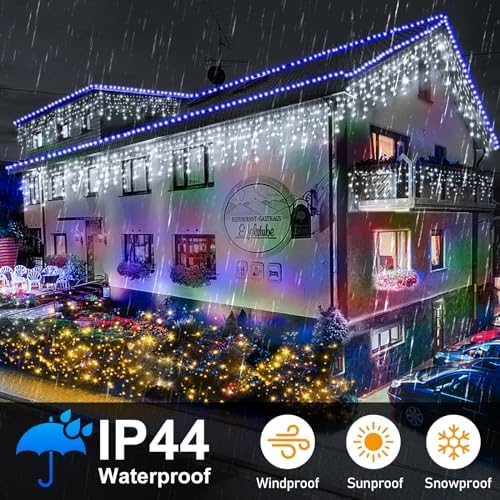 Christmas Lights Decorations Outdoor, 800 LED 65.6 FT 8 Modes 150 Drops Fairy String Curtain Lights for, alternate view 3