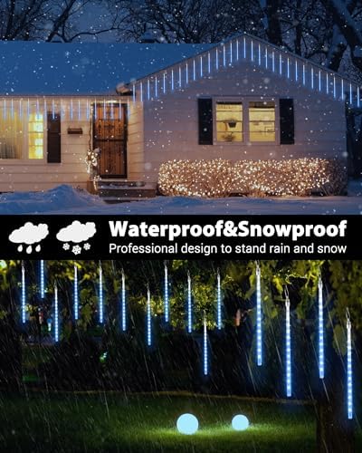 Christmas Lights Outdoor 11.8 inch 10 Tubes Meteor Shower Lights, alternate view 4