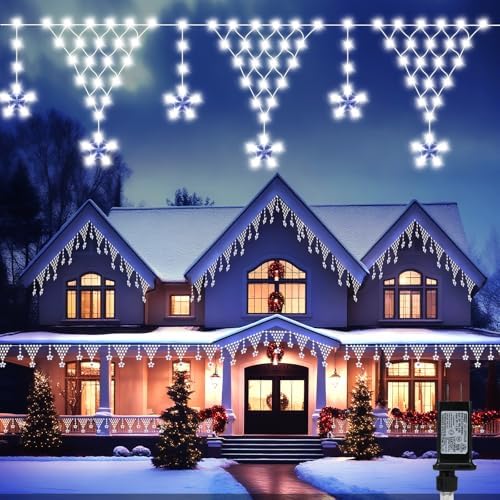 Christmas Lights Outdoor 13.8ft 218 LED Connectable String Lights for Garden Eaves Wedding Party White