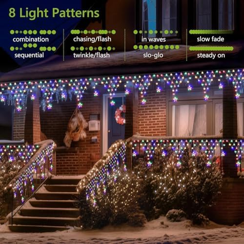 Christmas Lights Outdoor 13.8ft 218 LED Connectable String Lights with 11 Drops, Window Curtain Fairy Light with, alternate