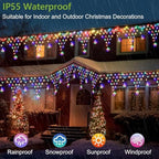 Christmas Lights Outdoor 13.8ft 218 LED Connectable String Lights with 11 Drops, Window Curtain Fairy Light with, alternate