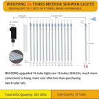 Christmas Lights Outdoor 16 Tubes 384 LEDs Meteor Shower Lights, alternate view 2