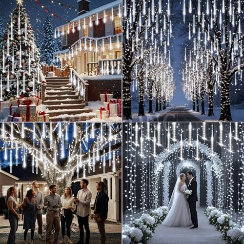 Christmas Lights Outdoor 16 Tubes 384 LEDs Meteor Shower Lights, alternate view 3
