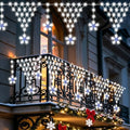 Christmas Lights Outdoor, 218 LED 13.8ft 8 Modes Curtain String Lights with 12 Drops Star, Plug-in Christmas