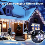 Christmas Lights Outdoor, 218 LED 13.8ft 8 Modes Curtain String Lights with 12 Drops Star, Plug-in Christmas, alternate view