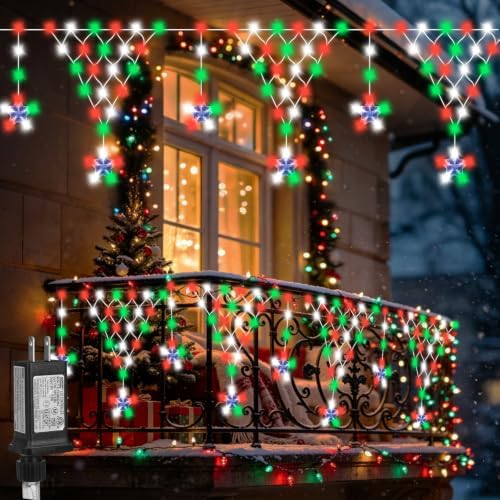 Christmas Lights Outdoor, 218 LED Christmas String Lights, 13.8ft Outdoor Christmas Decorations with 8 Light