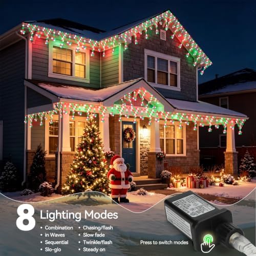 Christmas Lights Outdoor, 218 LED Christmas String Lights, 13.8ft Outdoor Christmas Decorations with 8 Light, alternate view