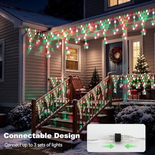 Christmas Lights Outdoor, 218 LED Christmas String Lights, 13.8ft Outdoor Christmas Decorations with 8 Light, alternate view