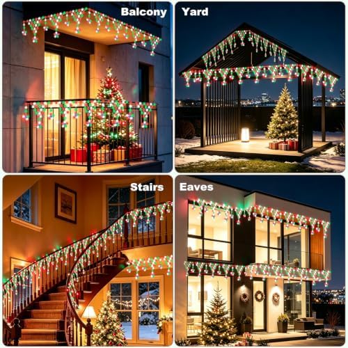 Christmas Lights Outdoor, 218 LED Christmas String Lights, 13.8ft Outdoor Christmas Decorations with 8 Light, alternate view