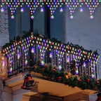 Christmas Lights Outdoor Decorations 13.8ft 200 LED Christmas Lights with 11 Stars, Dimmable Curtain Fairy Light