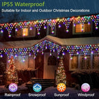 Christmas Lights Outdoor Decorations 13.8ft 200 LED Christmas Lights with 11 Stars, Dimmable Curtain Fairy Light, alternate