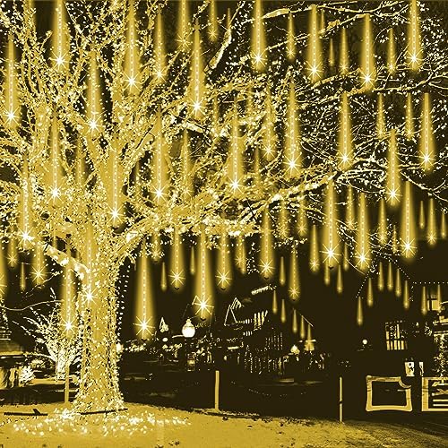 Christmas Lights Outdoor Falling Rain Meteor Shower Lights 12 inch 8 Tube 192 LED Snowfall Icicle Cascading