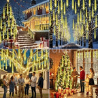 Christmas Lights Outdoor Falling Rain Meteor Shower Lights 12 inch 8 Tube 192 LED Snowfall Icicle Cascading, alternate view 2
