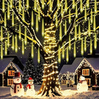 Christmas Lights Outdoor Falling Rain Meteor Shower Lights 12 inch 8 Tube 192 LED Snowfall Icicle Cascading, alternate view 6