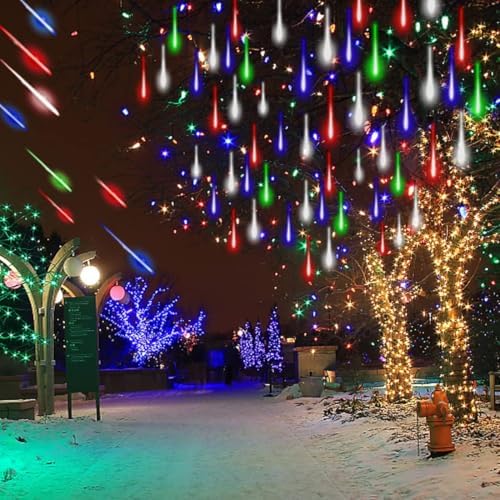 Christmas Lights Outdoor UL Certified 24 Tubes 576 LEDs (Equivalent to 3 Sets of 8 Tubes) Meteor Shower Light