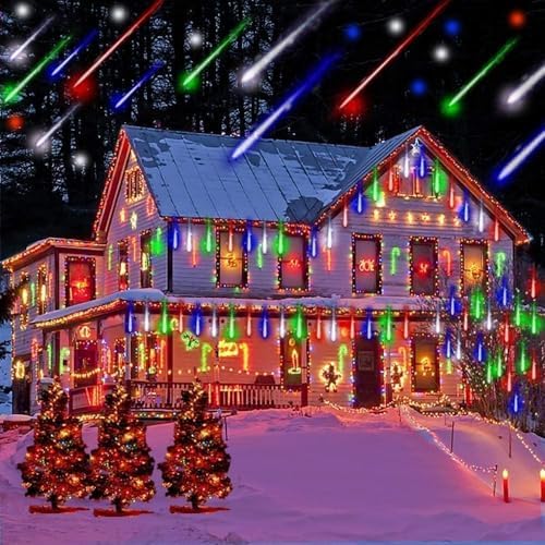 Christmas Lights Outdoor UL Certified 24 Tubes 576 LEDs (Equivalent to 3 Sets of 8 Tubes) Meteor Shower Light, alternate view