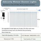 Christmas Lights Outdoor UL Certified 24 Tubes 576 LEDs (Equivalent to 3 Sets of 8 Tubes) Meteor Shower Light, alternate view