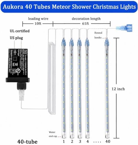 Christmas Lights Outdoor, UL Certified Meteor Shower Lights Blue in Blue, alternate view 2