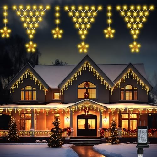 Christmas Lights Window Curtain Fairy Light with 8 Modes for Garden Eaves Wedding Party Holiday Christmas