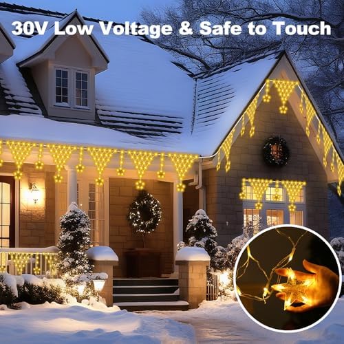 Christmas Lights Window Curtain Fairy Light with 8 Modes for Garden Eaves Wedding Party Holiday Christmas, alternate view 4