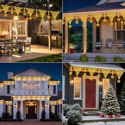 Christmas Lights Window Curtain Fairy Light with 8 Modes for Garden Eaves Wedding Party Holiday Christmas, alternate view 5