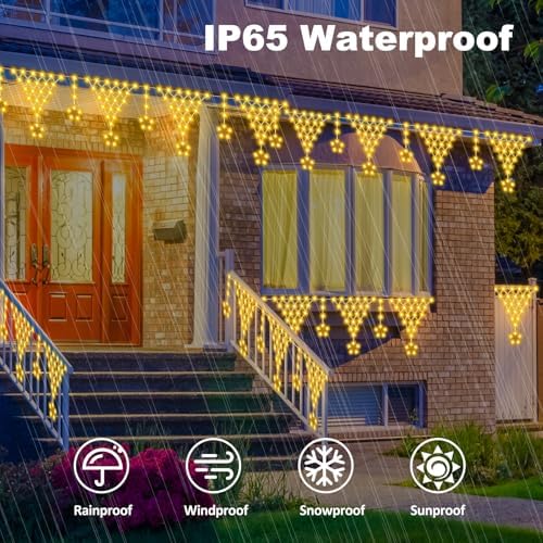 Christmas Lights Window Curtain Fairy Light with 8 Modes for Garden Eaves Wedding Party Holiday Christmas, alternate view 6