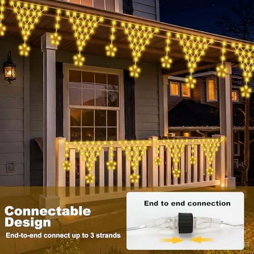 Christmas Lights Window Curtain Fairy Light with 8 Modes for Garden Eaves Wedding Party Holiday Christmas, alternate view 7