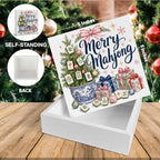 Christmas Mahjong Decor, Chinoiserie Christmas Tree Wooden Sign Decorations, alternate view 2