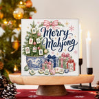 Christmas Mahjong Decor, Chinoiserie Christmas Tree Wooden Sign Decorations, alternate view 3