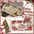 Christmas Melamine Serving Trays Set of 2, 15.5x8 in Scalloped Platters in North Pole Red & Green, alternate view 6